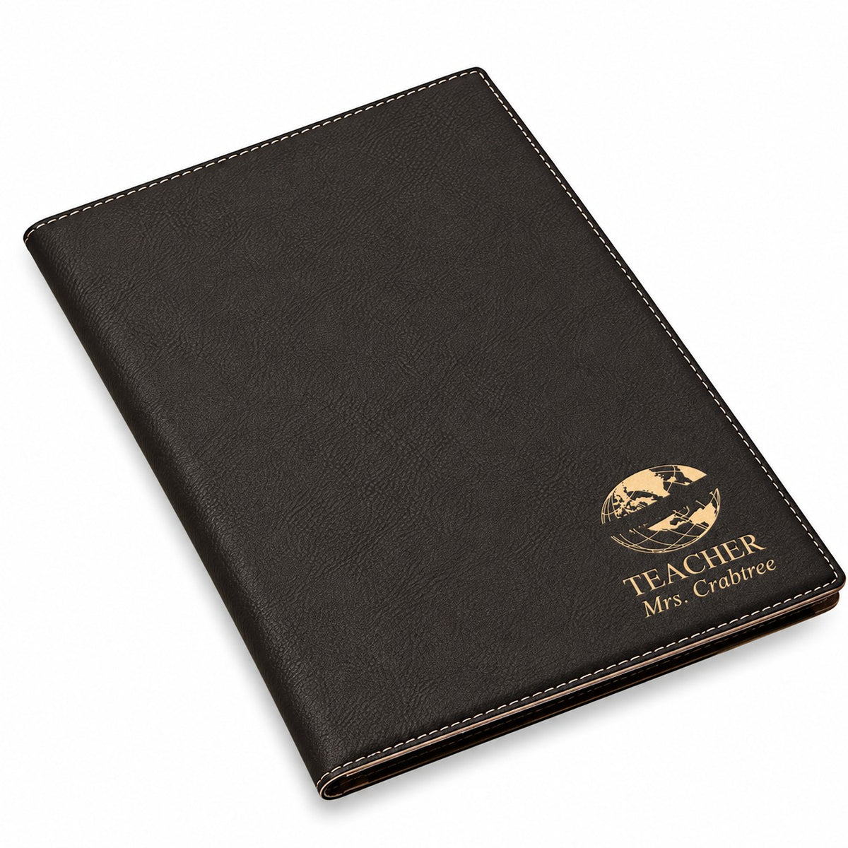 World's Best Teacher Black Leatherette Mini Portfolio