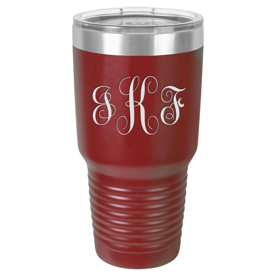 Script Monogram 30 Ounce Maroon Polar Camel Ringneck Tumbler
