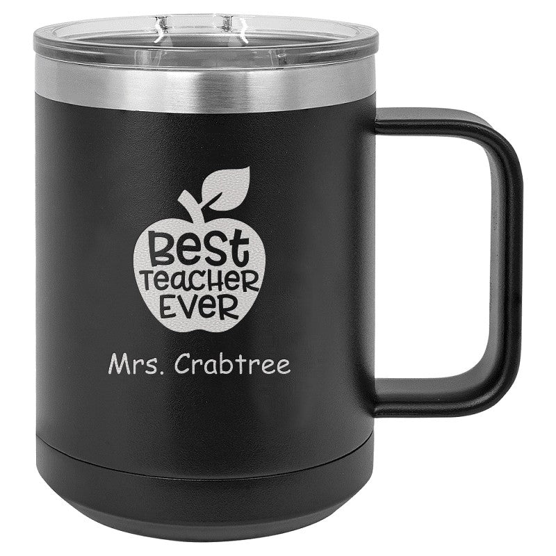 Best Teacher Ever Personalized Black Insulated Polar Camel Coffee Mug