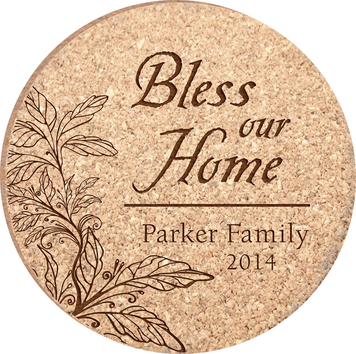 Personalized Bless Our Home Cork Drink Coaster Set