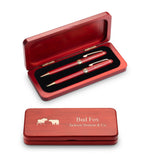 Elegance Collection Cherry Finish Personalized Pen & Pencil Set - Bull & Bear Theme