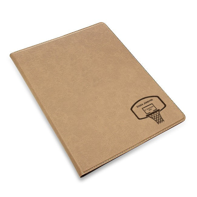 Basketball Coach's Personalized Brown Leatherette Portfolio