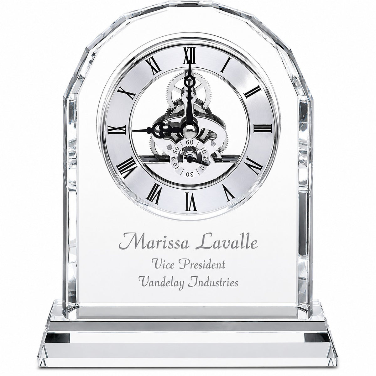 Solid Crystal Personalized Quartz Clock With Arched Top