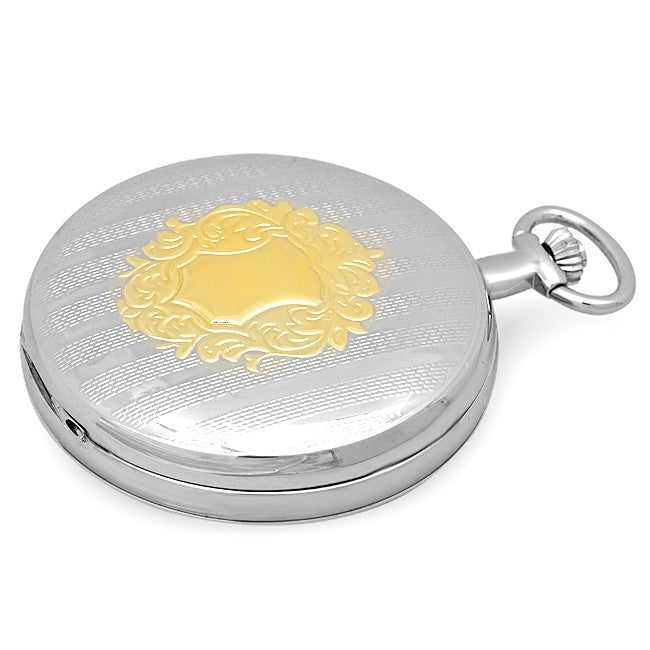 Two Tone Quartz Charles Hubert Pocket Watch & Chain #3702 - Executive Gift Shoppe
