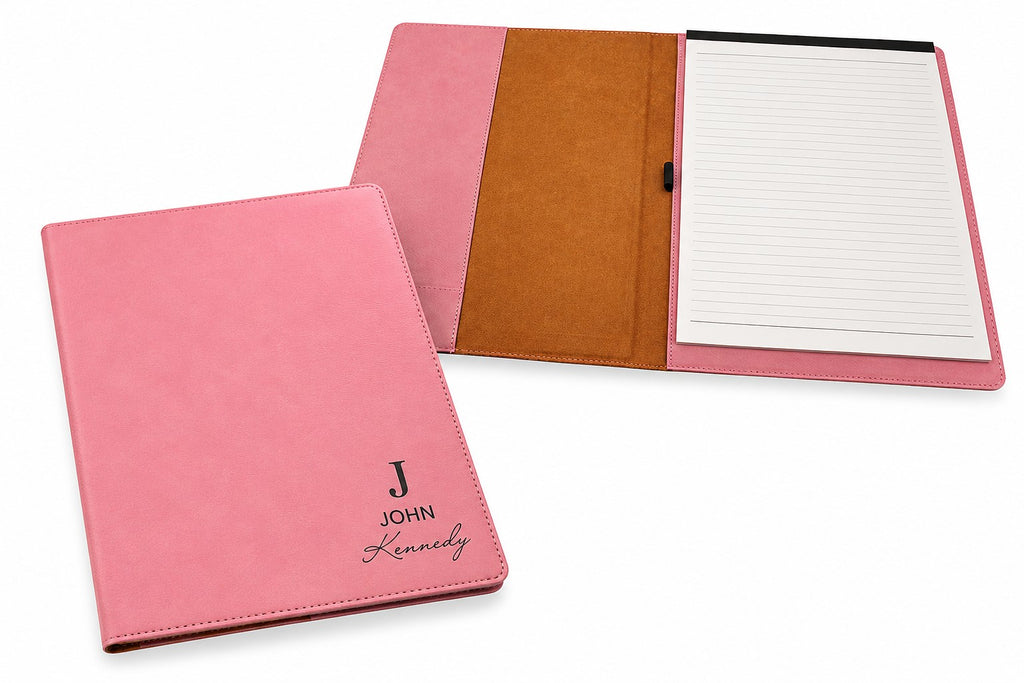 Full Name Monogram Pink Leatherette Portfolio