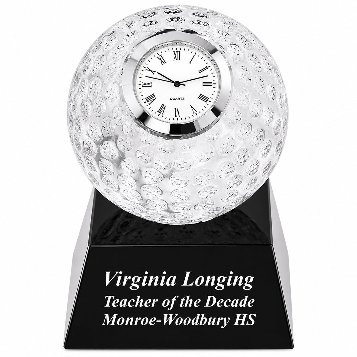 Personalized Crystal Golf Ball Clock - Executive Gift Shoppe