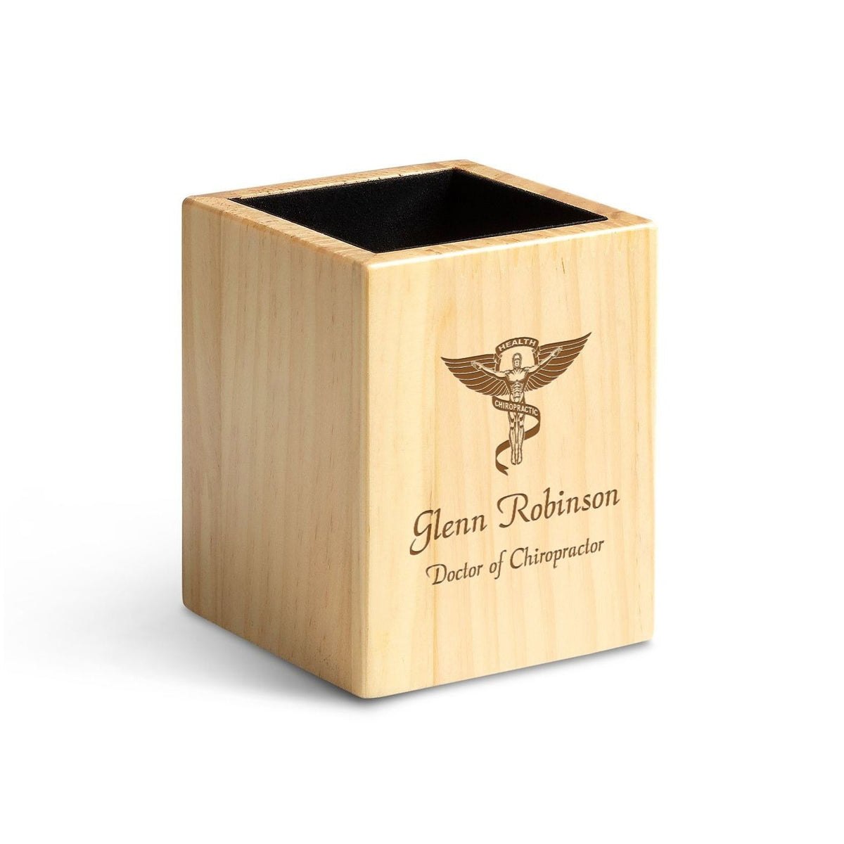 Maple Wood Chiropractor Theme Personalized Pen and Pencil Cup