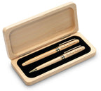 Elegance Collection Personalized Maple Wood Ballpoint Pen & Fountain Pen Set