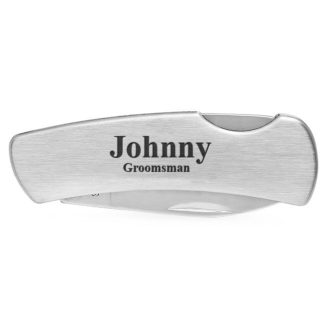 Engraved Stainless Steel Lockback Knife