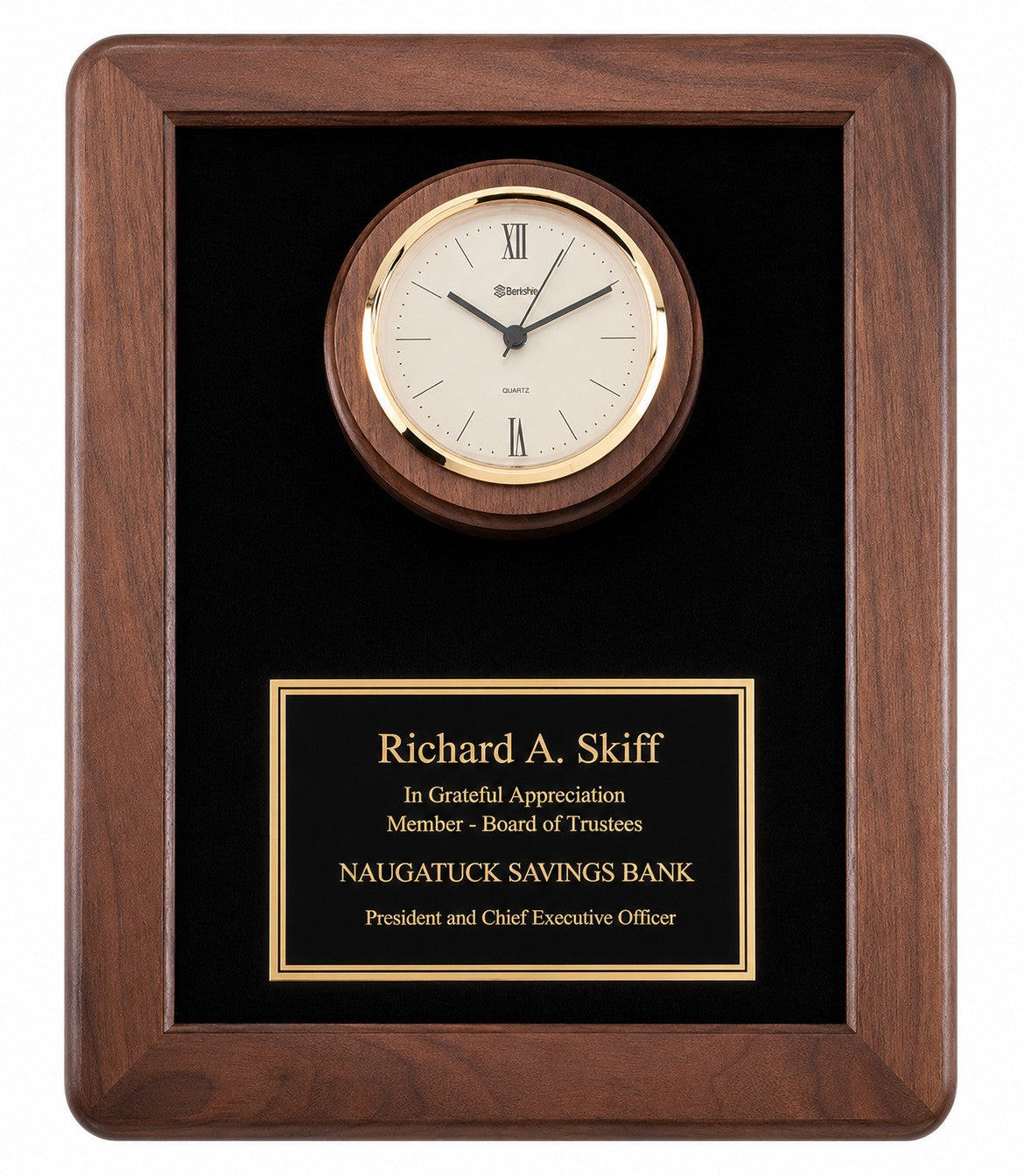 Walnut Plaque & Clock Combo - P900