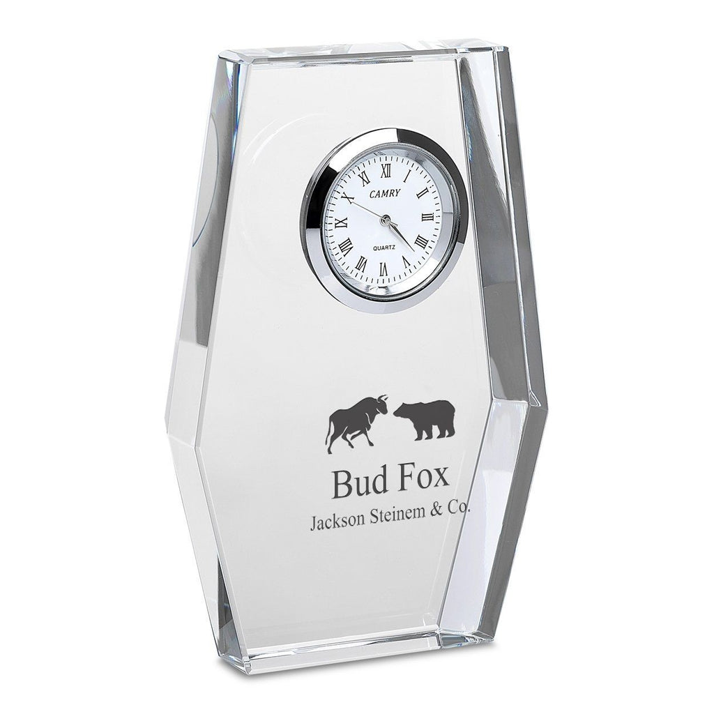 Bull & Bear Personalized Crystal Desk Clock