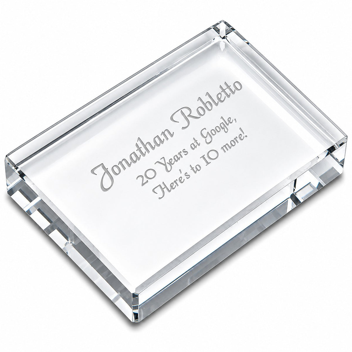 Crystal Clear Rectangular Paperweight with Free Laser Engraving
