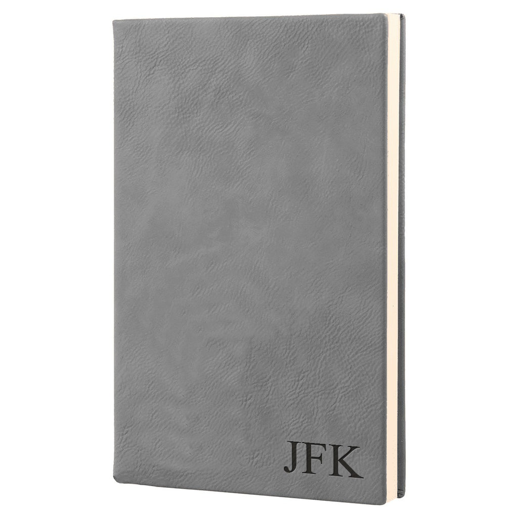 Gray Journal with Black Satin Bookmark with Personalized Initials