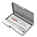Brushed Silver Business Card Holder with Engraving Plate - Executive Gift Shoppe