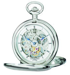 Silver Charles Hubert Pocket Watch & Chain #3904-W - Executive Gift Shoppe