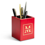 Split Monogram Theme Personalized Rose Finished Wood Pen and Pencil Cup