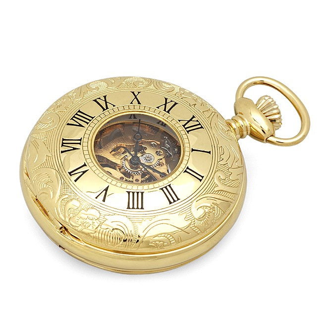 Gold Mechanical Charles Hubert Pocket Watch and Chain #3536 - Executive Gift Shoppe