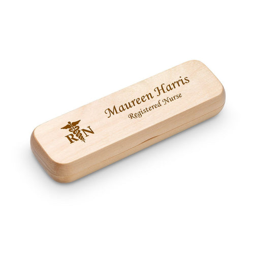 Nurse Theme Laser Engraved Maple Wood Double Pen and Box Set
