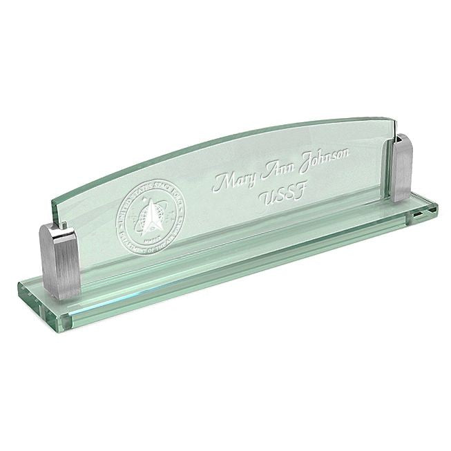 Space Force Theme Personalized Glass Desktop Name Plate