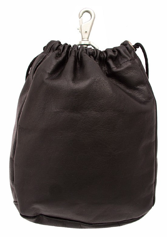 Large Leather Drawstring Golf Pouch