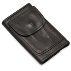 Black Leather Trifold Key Holder Wallet With Dual Change Pouches