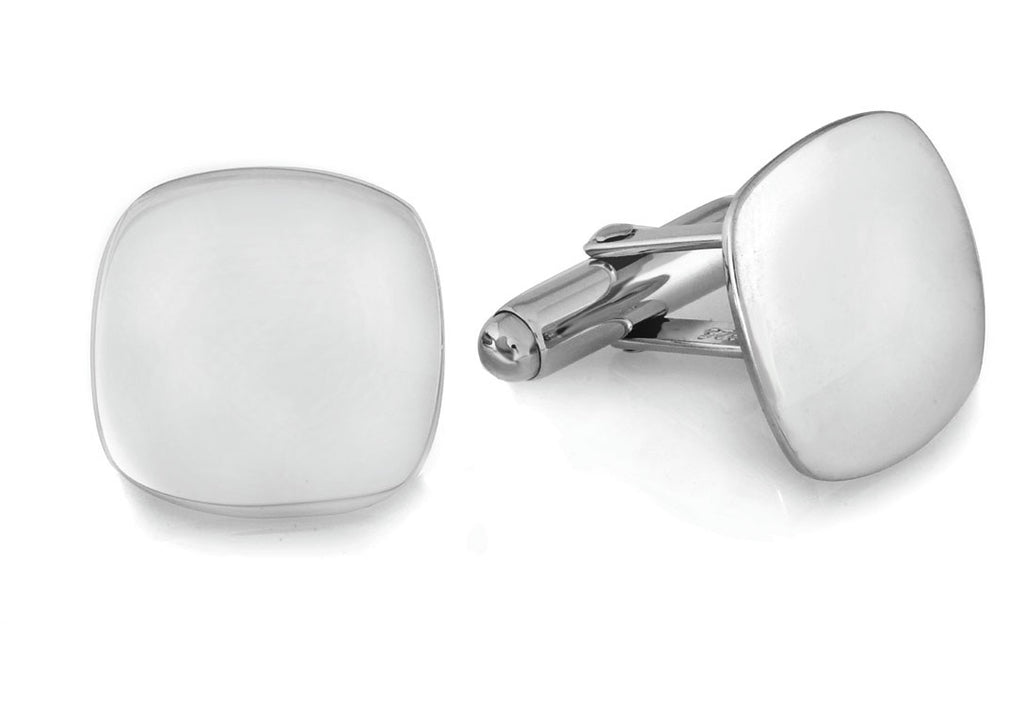 Sterling Silver Cushion Collection Engravable Cufflinks