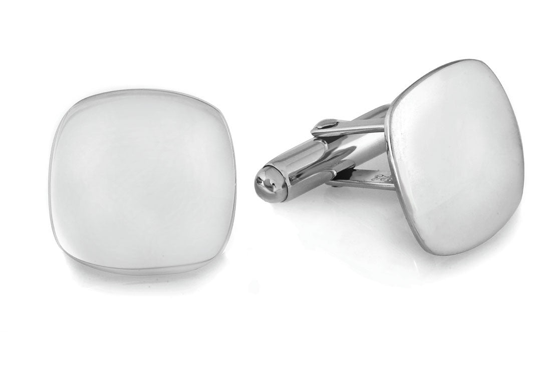 Sterling Silver Cushion Collection Engravable Cufflinks
