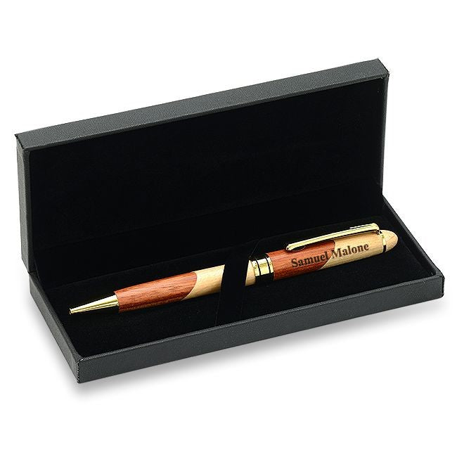 Personalized Maple & Rosewood Ballpoint Pen with Laser Engraving