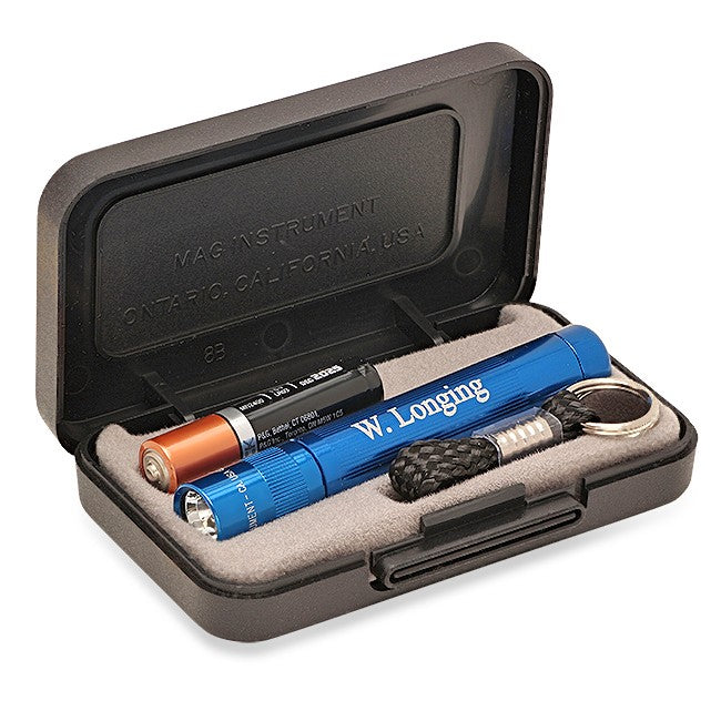 Personalized Blue Maglite Solitaire Gift Set