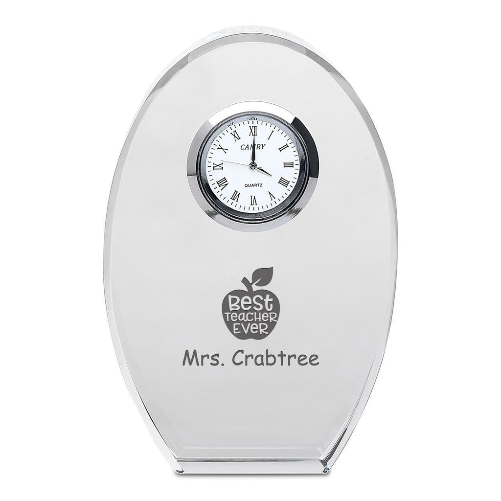 Best Teacher Ever Personalized Oval Crystal Desk Clock