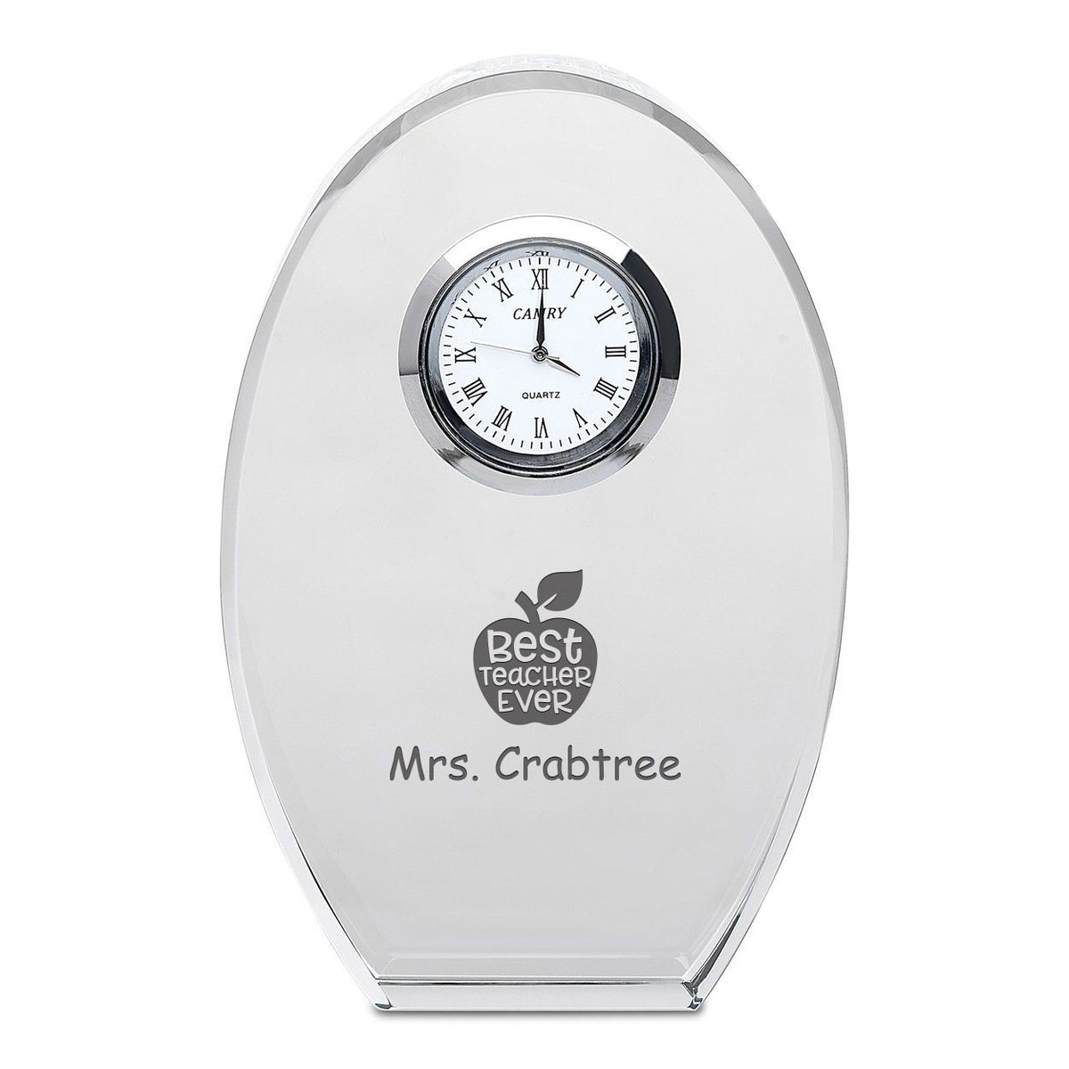 Best Teacher Ever Personalized Oval Crystal Desk Clock