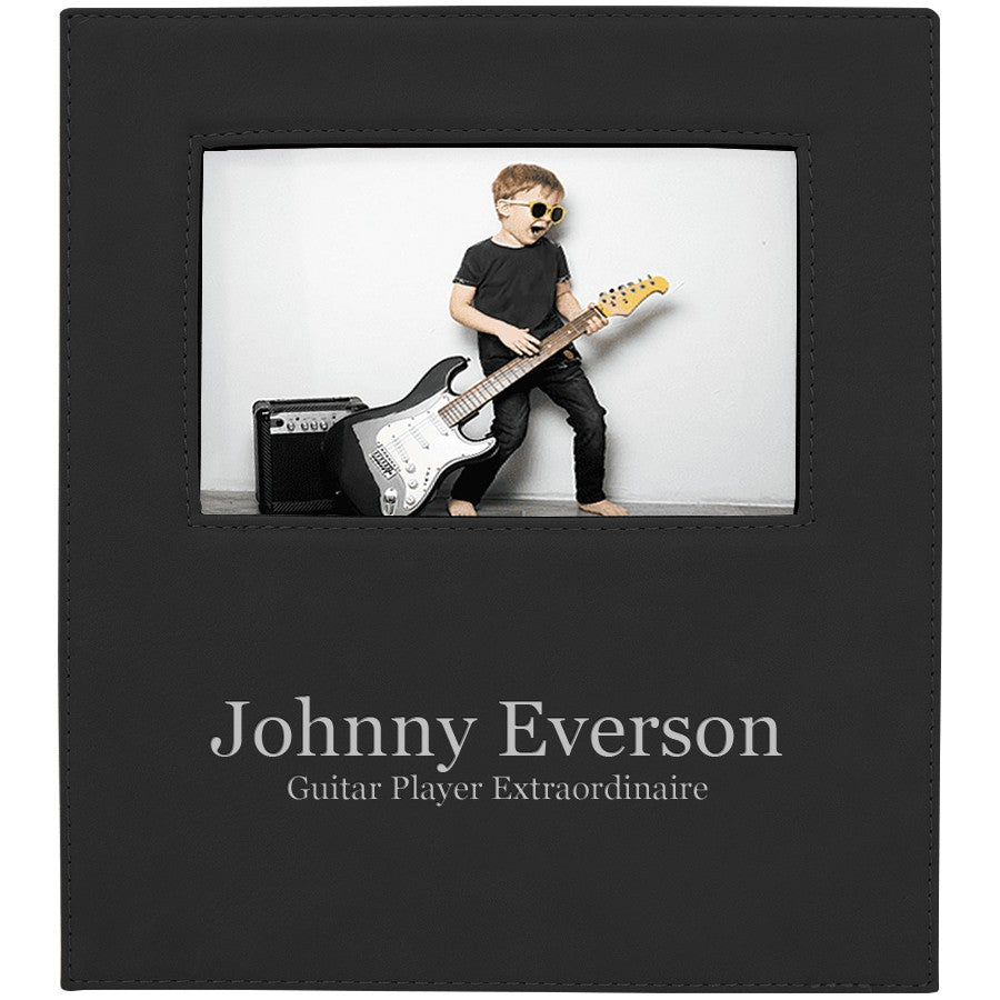 Black & Silver 5" x 7" Picture Frame with Large Personalization Area