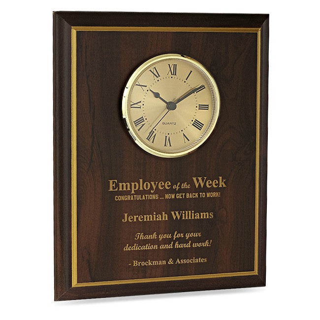 Employee Of The Week Recognition Wall Plaque with Clock