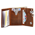 Vintage Brown Leather Trifold Wallet