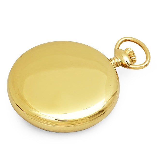 Gold Open Faced Mechanical Charles Hubert Pocket Watch & Chain #3756-GA - Executive Gift Shoppe
