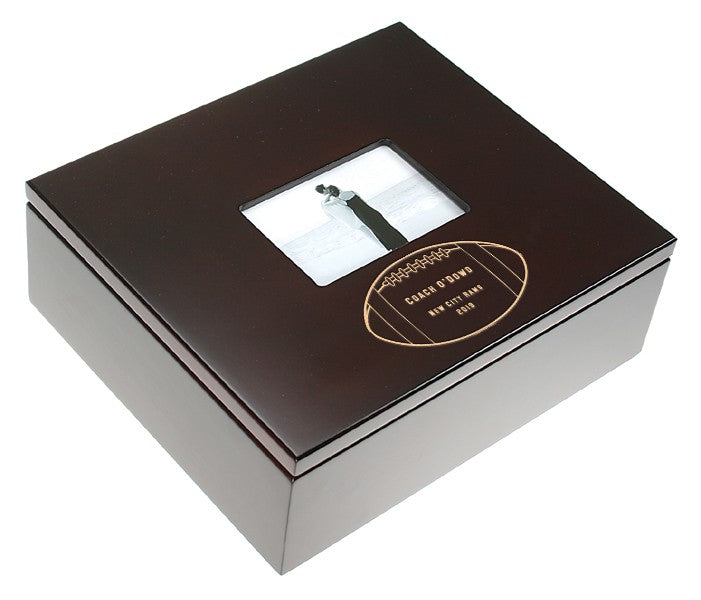 Football Coach's Personalized Keepsake Box With Picture Frame Lid