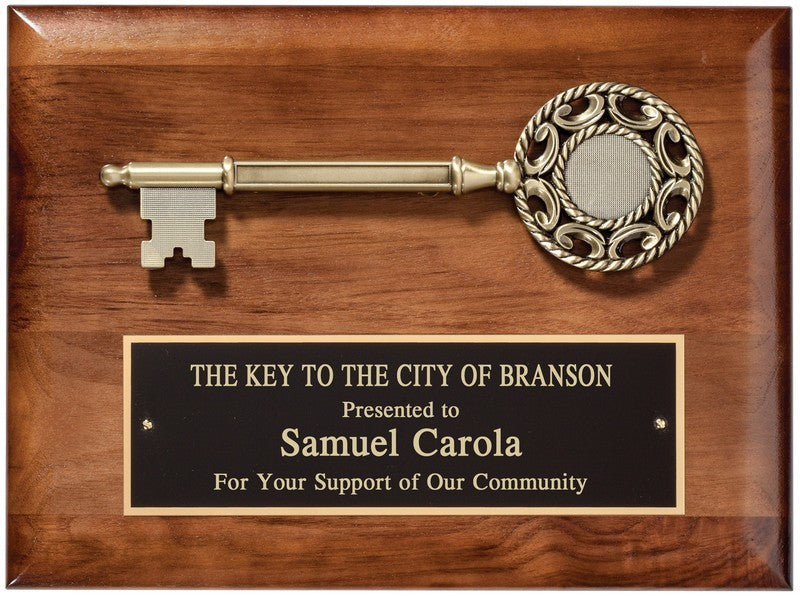 Key To The City Personalized Walnut Recognition Plaque