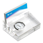 Personalized Crystal Business Card Holder & Desk Clock