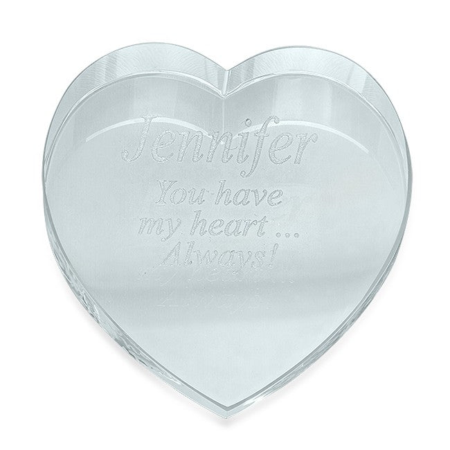 Personalized Crystal Heart Paperweight