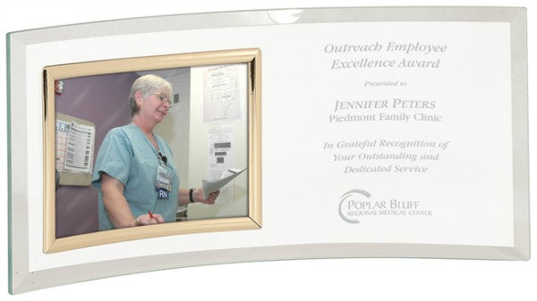 Personalized Glass Crescent With Horizontal Photo Frame