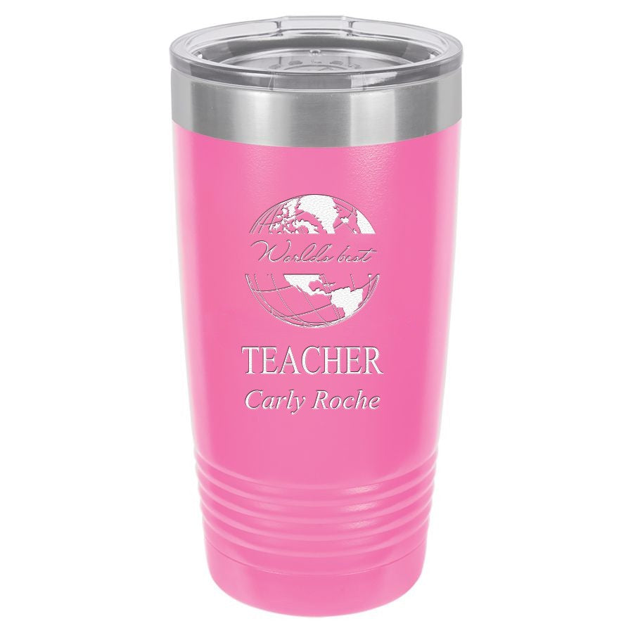 World's Best Teacher Personalized 20 Ounce Pink Polar Camel Travel Mug