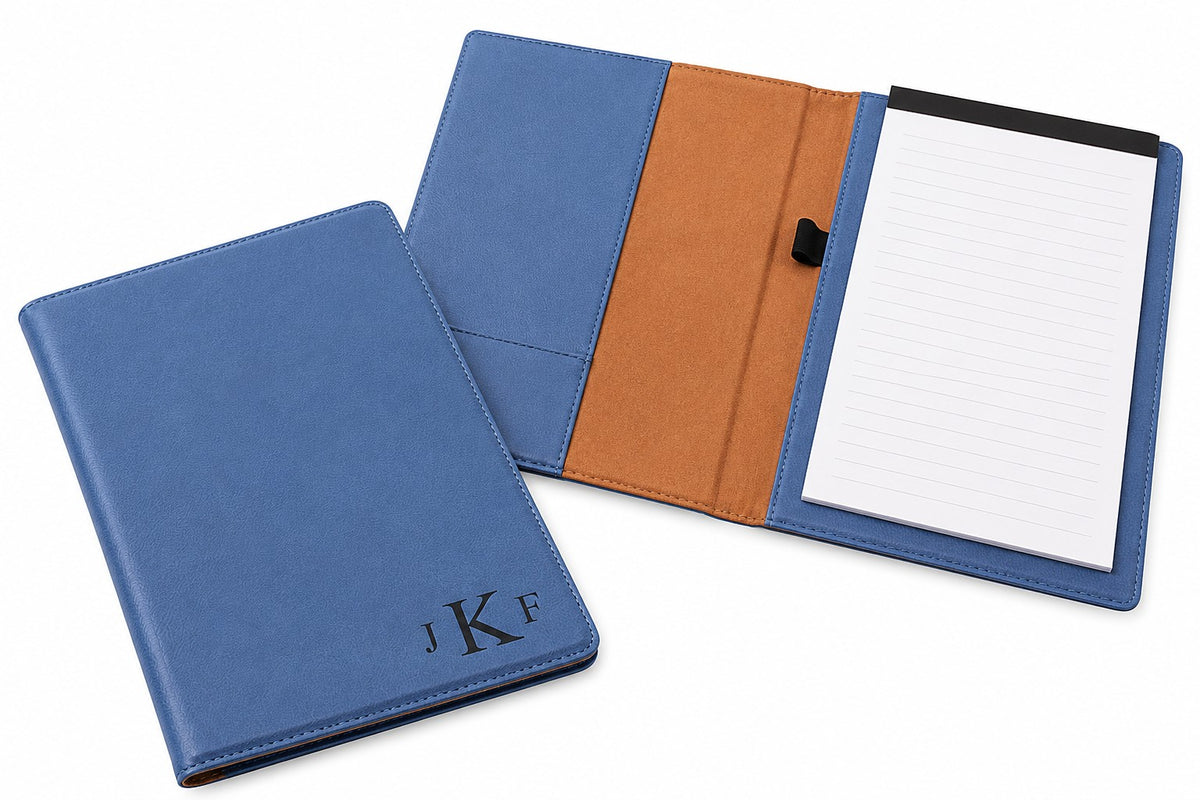 Navy Blue Small Portfolio & Notebook with Roman Monogram