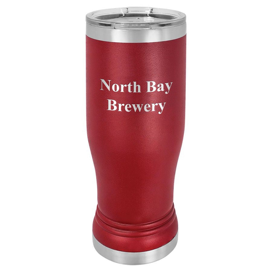 Personalized Maroon Polar Camel Stainless Steel Pilsner Glass