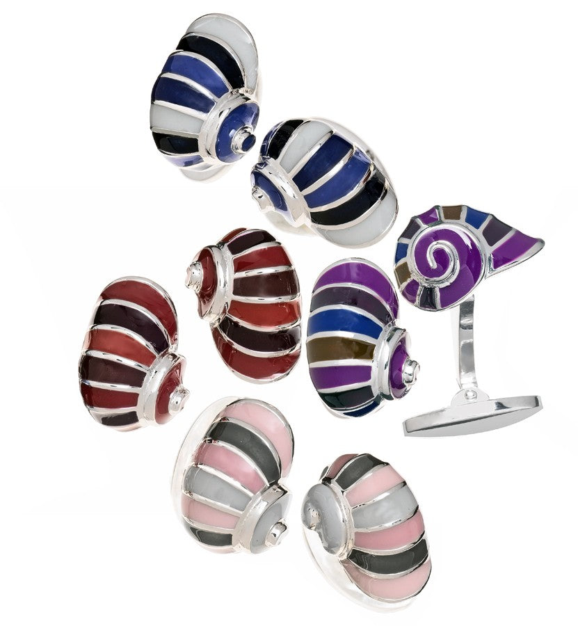 Sterling Silver & Enamel Snail Cufflinks by Jan Leslie