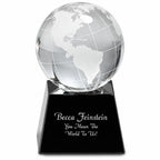 Crystal Globe with Personalized Black Crystal Base - 3" Height