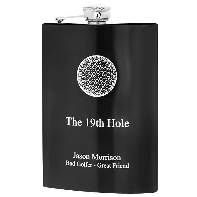 19th Hole Engraved Golf Flask - Executive Gift Shoppe