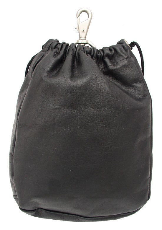 Large Leather Drawstring Golf Pouch