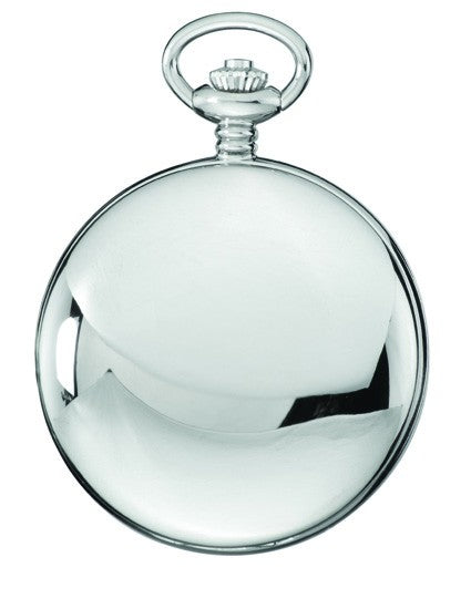 Satin Silver Charles Hubert Pocket Watch & Chain #3905-W - Executive Gift Shoppe