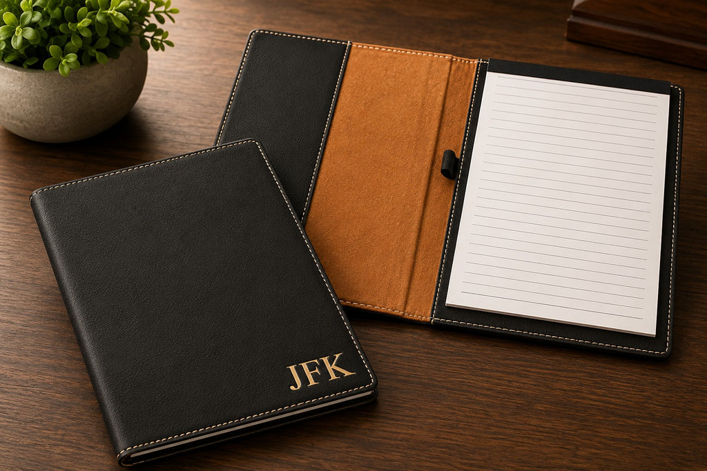 Black Small Portfolio & Notebook with Personalized Initials