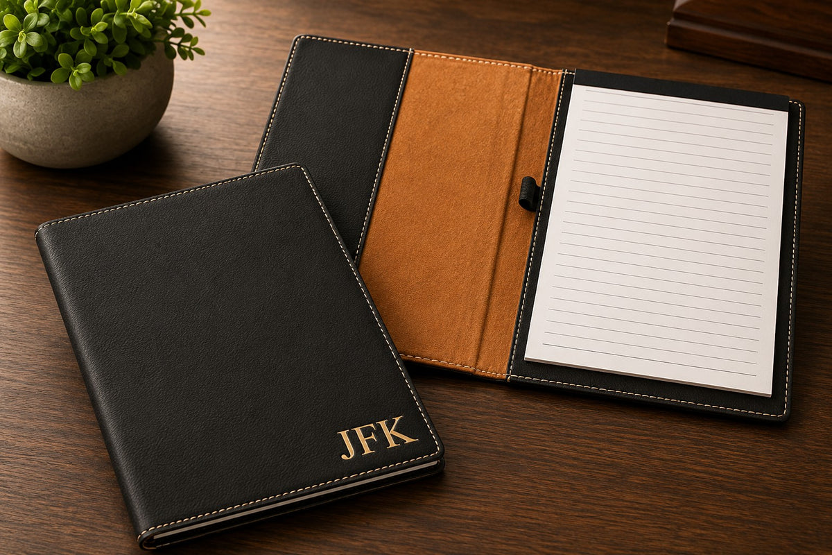 Black Small Portfolio & Notebook with Personalized Initials